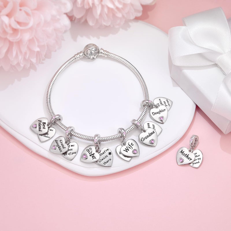 DALARAN Mother Charms for Pandora Bracelet Mom Love Heart Dangle Charms Mother's Day Chrismas Present for Women - Image 5